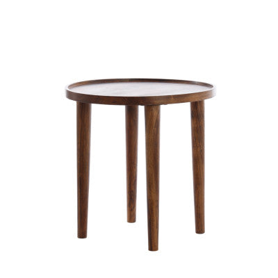 Qiano Brown Acacia Wood Round Side Table 45cm