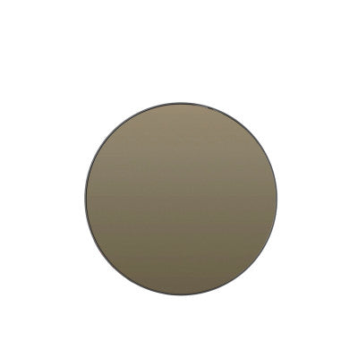 Espejo Smoked Glass & Black Round Wall Mirror 70cm
