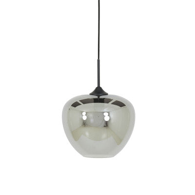 Mayson Smoked Glass & Matt Black Pendant Light 30cm