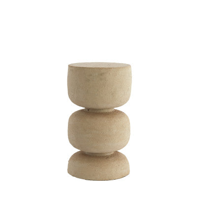 Jalon Beige Papier Mâché Round Side Table