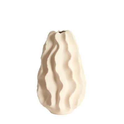 Nelani Matt Cream Wavy Ceramic Vase