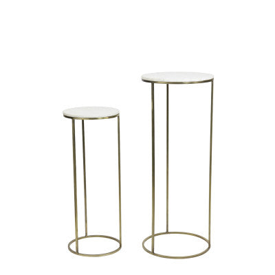 Ricardo Set of 2 White Marble & Antique Bronze Plinths