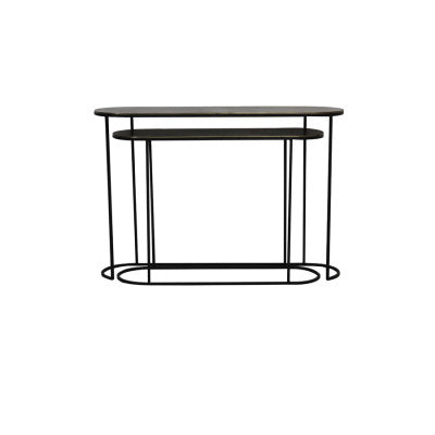 Bocov Set of 2 Antique Bronze/Black Metal Console Tables