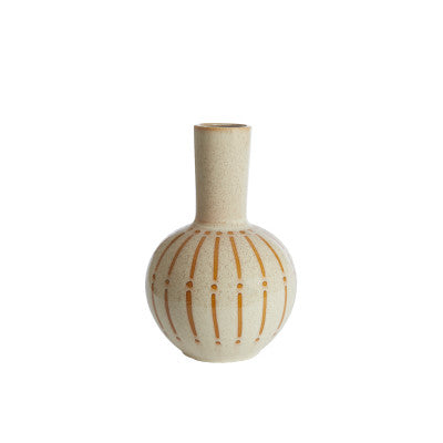 Ulloa Gloss Cream & Brown Ceramic Vase 52cm