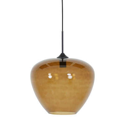 Mayson Brown Glass & Black Pendant Light 40cm