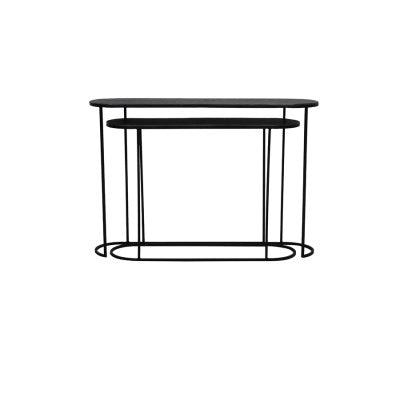 Bocov Set of 2 Antique Lead/Black Metal Console Tables