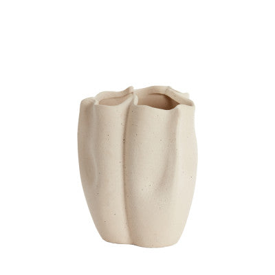 Sanguli Cream Fluted Ceramic Vase 19cm