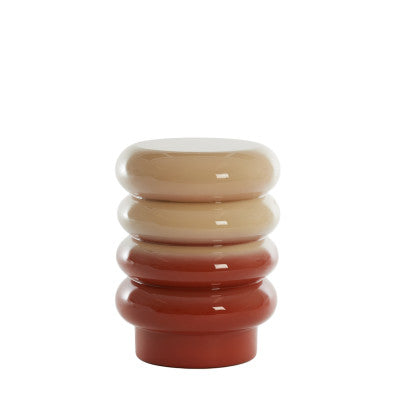 Mirogi Cream & Dark Orange Metal Round Side Table