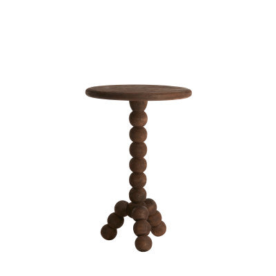 Veglio Matt Dark Brown Wood Round Side Table