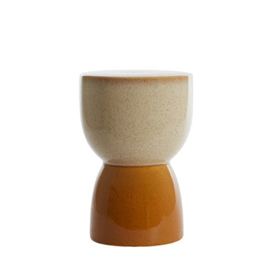 Finca Gloss Cream & Ochre Ceramic Round Side Table
