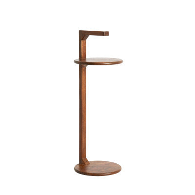 Delmino Brown Acacia Wood Round Side Table