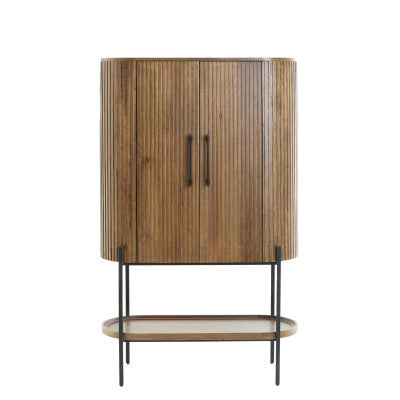 Dumosi Dark Brown Wood Storage Cabinet 165cm