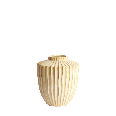 Talea Sand/Beige Ribbed Ceramic Vase 28cm