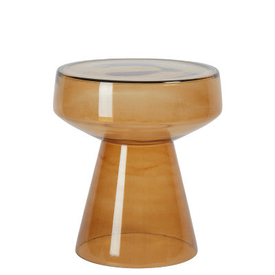 Dakwa Ochre Yellow Glass Round Side Table 44cm