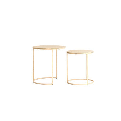 Sadar Set of 2 Sand & Light Brown Spotted Metal Round Side Tables Nest