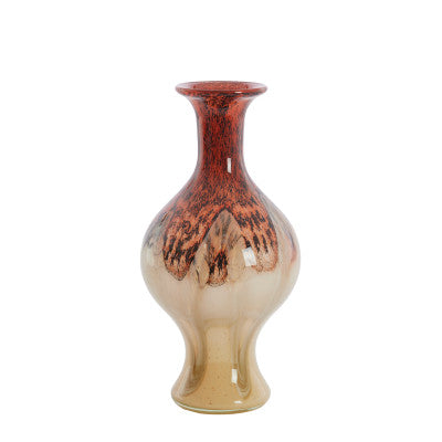 Jorven Red & Taupe Glass Vase