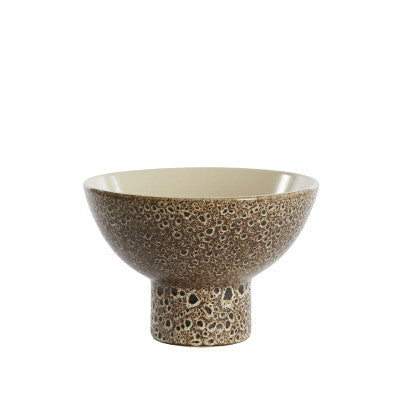 Kavala Cream Ceramic & Black Decorative Bowl on Stand 31.5cm