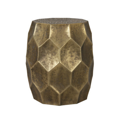 Kalan Antique Gold Geometric Metal Round Side Table