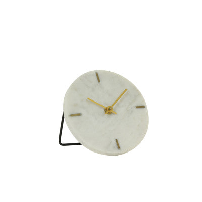 Moreno White Marble Table Clock 13cm