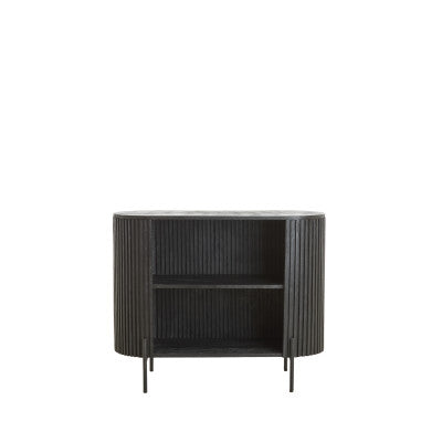 Dumosi Matt Black Wood Storage Cabinet 80cm