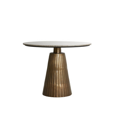 Rianne Taupe Marble & Antique Bronze Round Dining Table 100cm