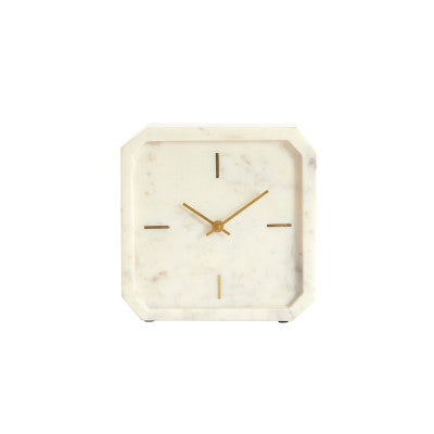 Pablia White Marble Table Clock 20.5cm