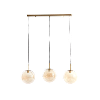 Medina Amber Glass & Gold 3 Light Pendant Light
