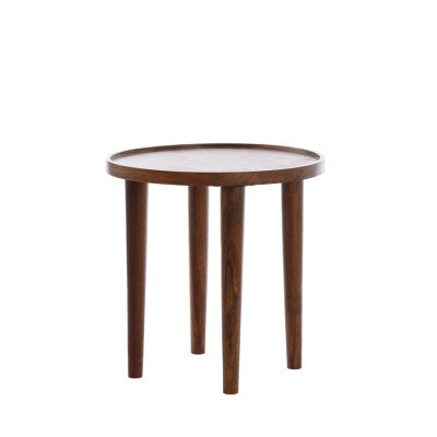 Qiano Brown Acacia Wood Round Side Table 49cm