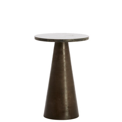 Ynez Dark Brown Marble Round Side Table 51cm