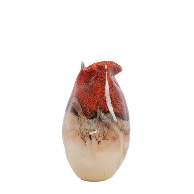 Jorien Red & Taupe Glass Vase 32cm