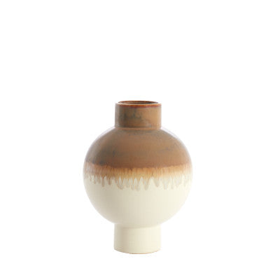 Zelata Cream & Taupe Ceramic Vase 38cm