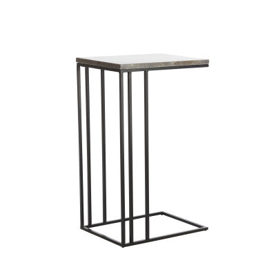 Roshan Brown Marble & Black Rectangular Side Table