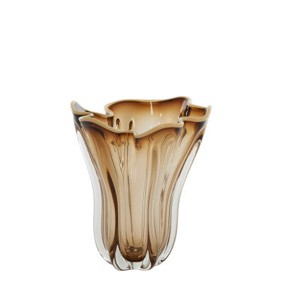 Kazuno Clear Brown/Grey/Cream Glass Vase 27cm