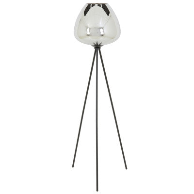 Mayson Smoked Glass & Matt Black Tripod Floor Lamp