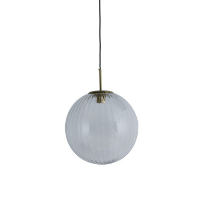 Magdala Light Grey Glass & Gold Pendant Light 40cm