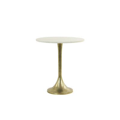 Rickerd White Marble & Antique Bronze Round Side Table 53cm