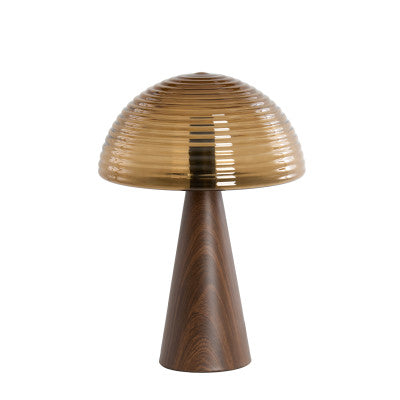 Mueda Brown Glass & Wood Effect Table Lamp