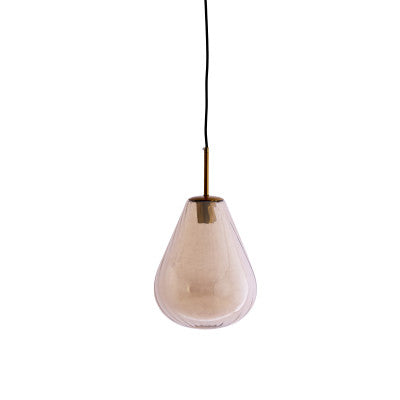 Leona Antique Bronze & Amber Glass Pendant Light 25cm