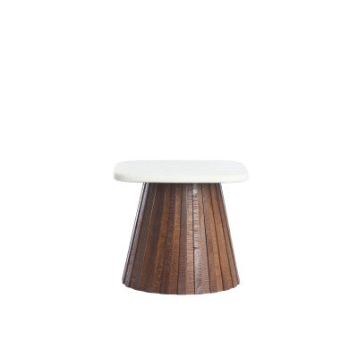 Okato Cream & Brown Wood Side Table 40cm