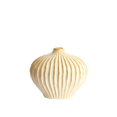 Lorito Sand/Beige Ribbed Ceramic Vase 25cm