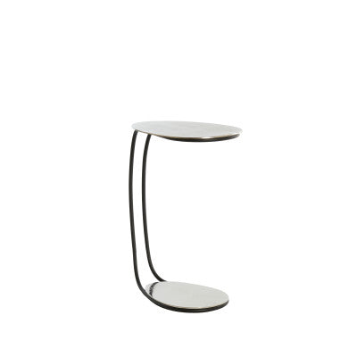 Marsh Raw Nickel & Black Metal Oval Side Table