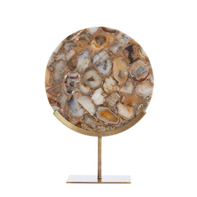 Gouya Yellow Agate & Antique Bronze Ornament on Stand 50cm