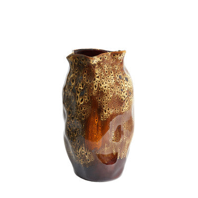 Althea Dark Brown/Cream/Orange Ceramic Vase 45.5cm