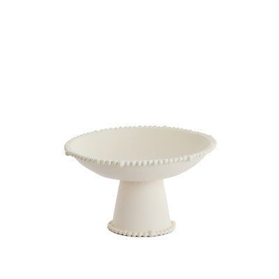 Oto Cream Metal Decorative Bowl on Stand 30.5cm