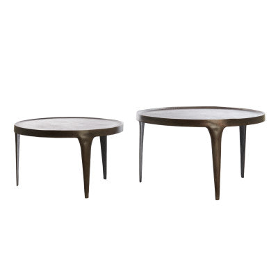 Tobias Set of 2 Dark Brown Metal Round Coffee Tables