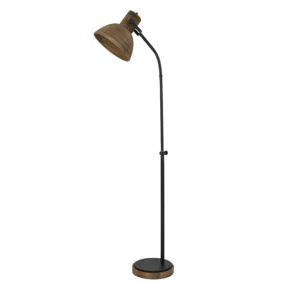 Imbert Brown Wood & Matt Black Floor Lamp