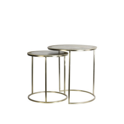 Talca Set of 2 Light Gold Metal Round Side Tables Nest