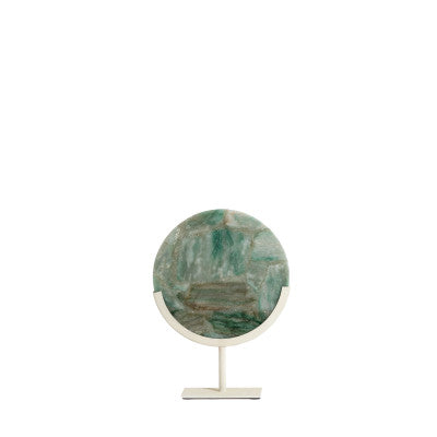 Gouya Green & Cream Agate Ornament on Stand 35cm