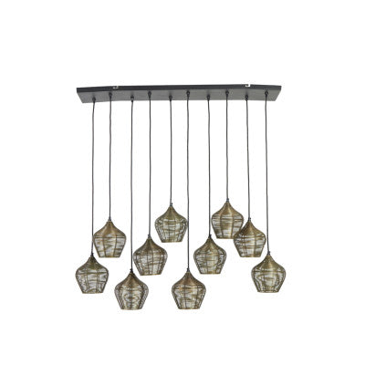 Alvaro Antique Bronze Metal 10 Light Pendant Light