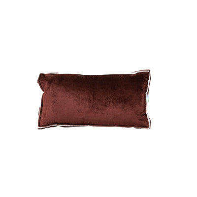 Baxley Dark Brown Velvet & Natural Linen Rectangular Cushion 60x30cm